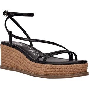 Calvin Klein Womens Neve Faux Leather Wedges Platform Sandals